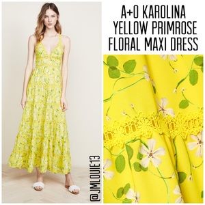 Alice + Olivia Karolina Yellow Primrose Floral Maxi Dress